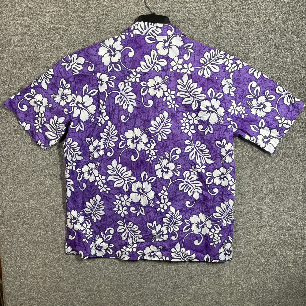 Vintage Aloha Republic Hawaiian Shirt Mens XL Purple Floral Made in Hawaii USA - Picture 6 of 8